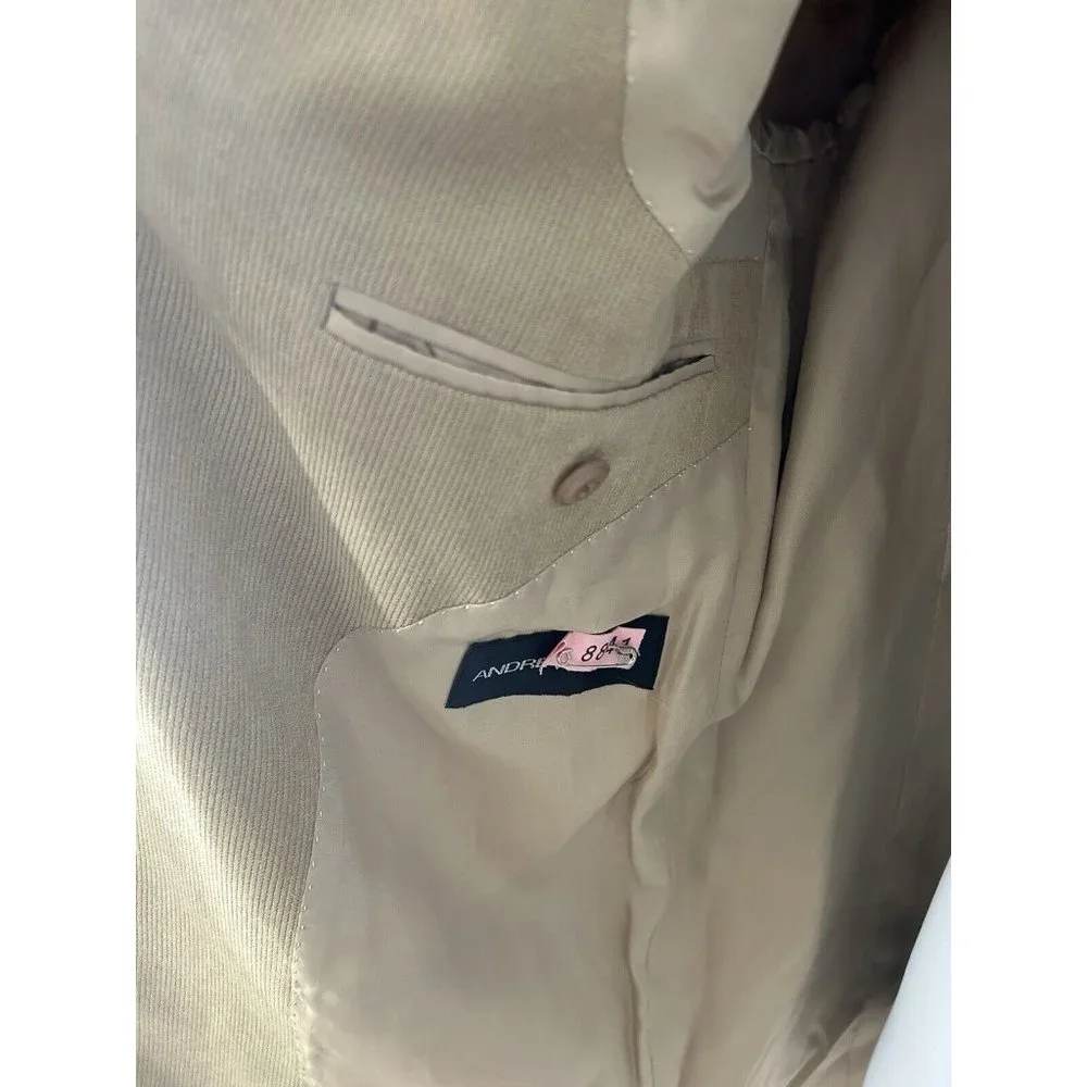 Andrew Fezza Beige Corduroy Two Button Blazer Jacket Men’s 40R